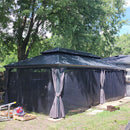 PURPLE LEAF Grau Alu Pavillon Wasserdicht Stabil Winterfest Wetterfest Gartenpavillon mit 4 Doppel Seitenteile Hardtop Pavillon mit Stahldach