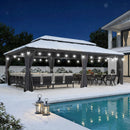 PURPLE LEAF Terrassen-Pavillon in Grau wetterfest mit Hardtop-Dach aus verzinktem Stahl, milchweiße Lichterkette