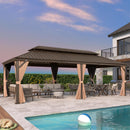 PURPLE LEAF Alu Pavillon Wasserdicht Stabil Winterfest Gartenpavillon mit Moskitonetz Hardtop Pavillon mit Stahldach, Bronze