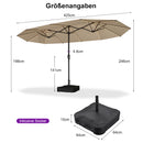 PURPLE LEAF Doppelseitiger Sonnenschirm mit LED-Beleuchtung – inklusive Sockel für den Außenbereich