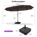 PURPLE LEAF Doppelseitiger Sonnenschirm mit LED-Beleuchtung – inklusive Sockel für den Außenbereich