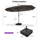 PURPLE LEAF Doppelseitiger Sonnenschirm mit LED-Beleuchtung – inklusive Sockel für den Außenbereich