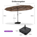 PURPLE LEAF Doppelseitiger Sonnenschirm mit LED-Beleuchtung – inklusive Sockel für den Außenbereich