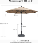 PURPLE LEAF Mittelstock-Sonnenschirm mit Kurbel & Neigungsfunktion – ideal für Terrasse und Garten