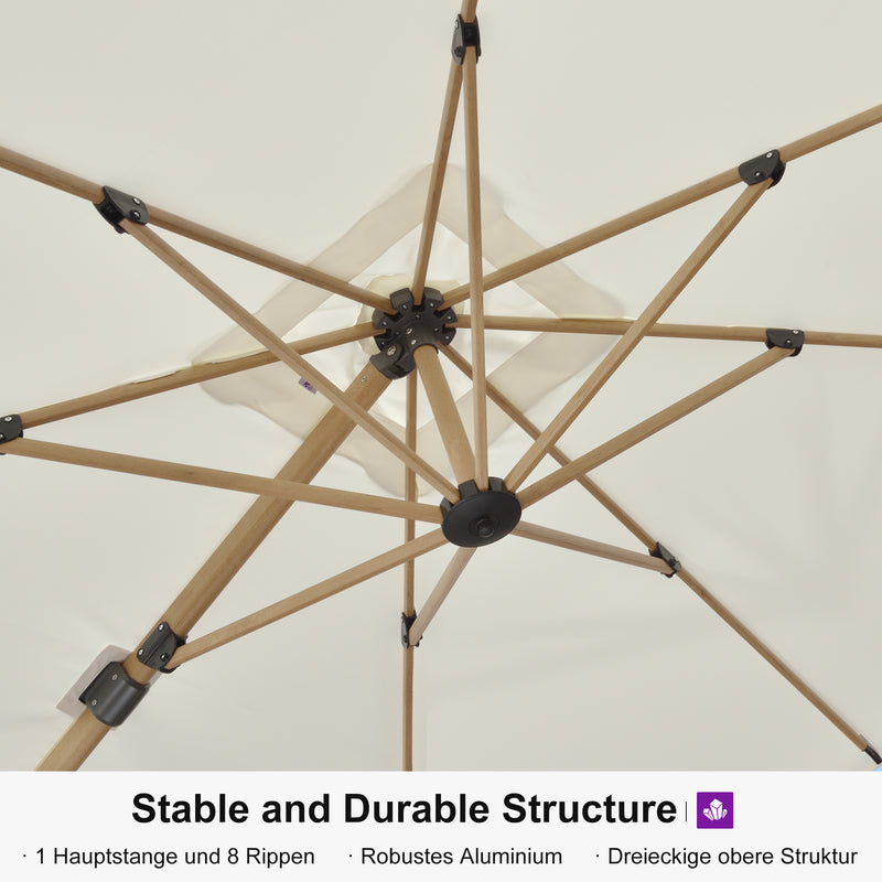 PURPLE LEAF Holzmaserung Ausleger-Sonnenschirm Aluminium Outdoor-Sonnenschirme