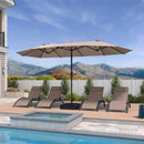 PURPLE LEAF Doppelseitiger, rechteckiger Marktschirm mit Standfuß für Terrasse & Garten