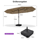 PURPLE LEAF Doppelseitiger Sonnenschirm mit LED-Beleuchtung – inklusive Sockel für den Außenbereich
