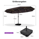 PURPLE LEAF Doppelseitiger Sonnenschirm mit LED-Beleuchtung – inklusive Sockel für den Außenbereich