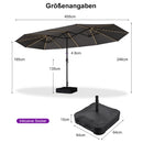 PURPLE LEAF Doppelseitiger Sonnenschirm mit LED-Beleuchtung – inklusive Sockel für den Außenbereich