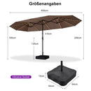 PURPLE LEAF Doppelseitiger Sonnenschirm mit LED-Beleuchtung – inklusive Sockel für den Außenbereich
