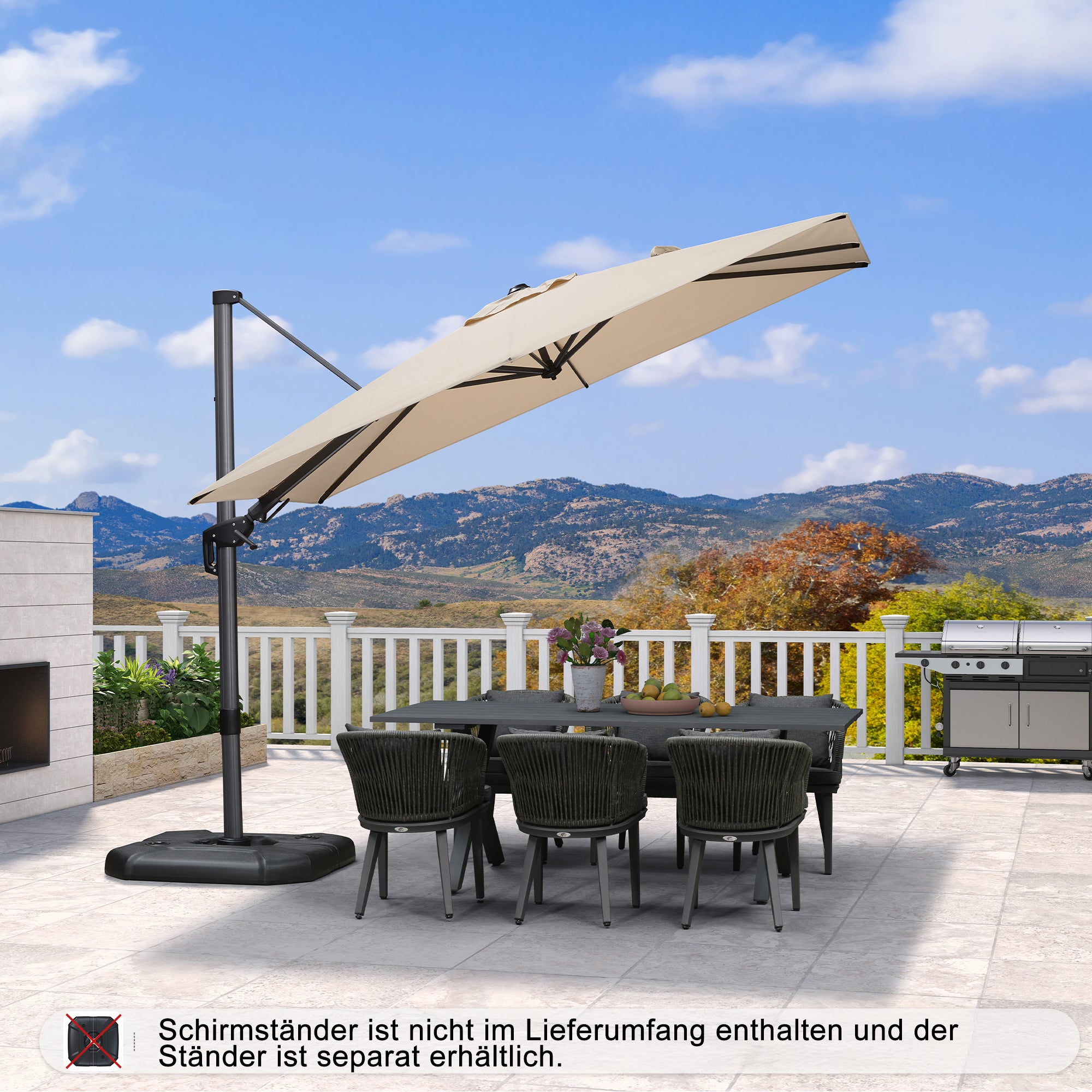 PURPLE LEAF Kippbarer Sonnenschirm für Garten​​