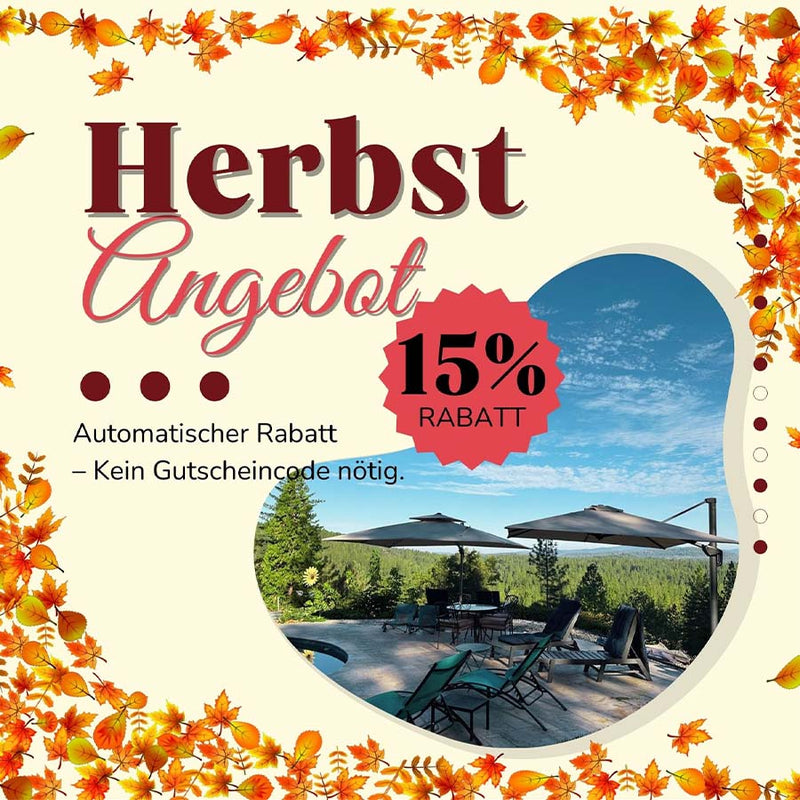 PURPLE LEAF Sonnenschirm Groß Ampelschirm mit Kurbel 360-Grad Drehbar mit Fußpedal für Terrasse, Balkon Sonnenschutz