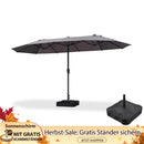 PURPLE LEAF Doppelseitiger, rechteckiger Marktschirm mit Standfuß für Terrasse & Garten