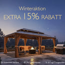 PURPLE LEAF Grauer Hardtop-Pavillon mit strapazierfähigem verzinktem Stahl-Dach in Doppeldach-Ausführung mit Netz und Vorhängen