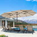 PURPLE LEAF Doppelseitiger, rechteckiger Marktschirm mit Standfuß für Terrasse & Garten