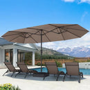 PURPLE LEAF Doppelseitiger, rechteckiger Marktschirm mit Standfuß für Terrasse & Garten