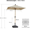 PURPLE LEAF Holzoptik Sonnenschirm Mittelsäulenschirm aus Aluminium Marktschirm für Balkon Market Garten