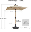 PURPLE LEAF Holzoptik Sonnenschirm Mittelsäulenschirm aus Aluminium Marktschirm für Balkon Market Garten