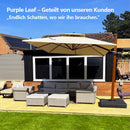 PURPLE LEAF Garten Sonnenschirm, quadratischer Alu Holzoptik Ampelschirm Überhang mit Kurbelgriff und Neigung für Balkon