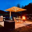 PURPLE LEAF Quadratischer Sonnenschirm mit LED-Solarbeleuchtung und Schirmständer