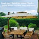 PURPLE LEAF Garten Sonnenschirm, quadratischer Alu Holzoptik Ampelschirm Überhang mit Kurbelgriff und Neigung für Balkon