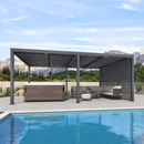 PURPLE LEAF Lamellen Pergola Luxus Pavillon Outdoor Aluminium Pergola mit Slat Wall Panel Stable Gazebo Waterproof für Terrasse Deck Garten