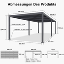 PURPLE LEAF Lamellen Pergola Outdoor Aluminium Pergola mit Verstellbarem Lamellendach und klaren Glühbirnen für Terrasse und Garten Anthrazit