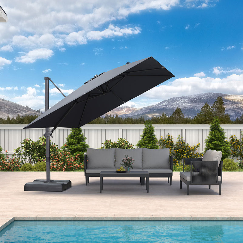 PURPLE LEAF Stufenlos neigbarer Freischwinger-Sonnenschirm Preisgünstiger Sonnenschirm für den Außenbereich