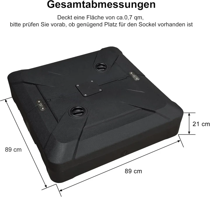 PURPLE LEAF Runder Sonnenschirm aus Aluminium in Holzfarbe mit Schirmständer