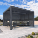 PURPLE LEAF Lamellen Pergola Luxus Pavillon Outdoor Aluminium Pergola mit Slat Wall Panel Stable Gazebo Waterproof für Terrasse Deck Garten