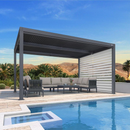 PURPLE LEAF Lamellen Pergola Outdoor Aluminium Pergola Terrassenüberdachung Freistehend Pergola mit Rollos mit Lamellendach Einstellbar Hardtop Pavillon Geeignet für Garten Anthrazit