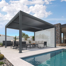 PURPLE LEAF Lamellen Pergola Outdoor Aluminium Pergola Terrassenüberdachung Freistehend Pergola mit Rollos mit Lamellendach Einstellbar Hardtop Pavillon Geeignet für Garten Anthrazit