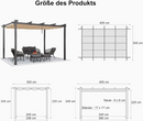 PURPLE LEAF Pergola Metall Garten Pavillon Aluminium Gazebo Wasserdicht Stabil Winterfest Gartenpavillon Mit Sonnenschutz Überdachung -milchweiße Lichterkette