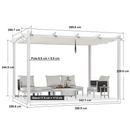 PURPLE LEAF Ausziehbare Outdoor Pergola mit Doppel-Sonnensege & Seitenschutzvorhängen  Weiße Aluminium-Pergola  Moderne Terrassen-Markise für Garten Hof&Terrasse kaki