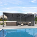 PURPLE LEAF Lamellen Pergola Luxus Pavillon Outdoor Aluminium Pergola mit Slat Wall Panel Stable Gazebo Waterproof für Terrasse Deck Garten