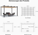 PURPLE LEAF Pergola Metall Garten Pavillon Aluminium Gazebo Wasserdicht Stabil Winterfest Gartenpavillon Mit Sonnenschutz Überdachung -milchweiße Lichterkette