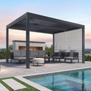 PURPLE LEAF Lamellen Pergola Outdoor Aluminium Pergola Terrassenüberdachung Freistehend Pergola mit Rollos mit Lamellendach Einstellbar Hardtop Pavillon Geeignet für Garten Anthrazit