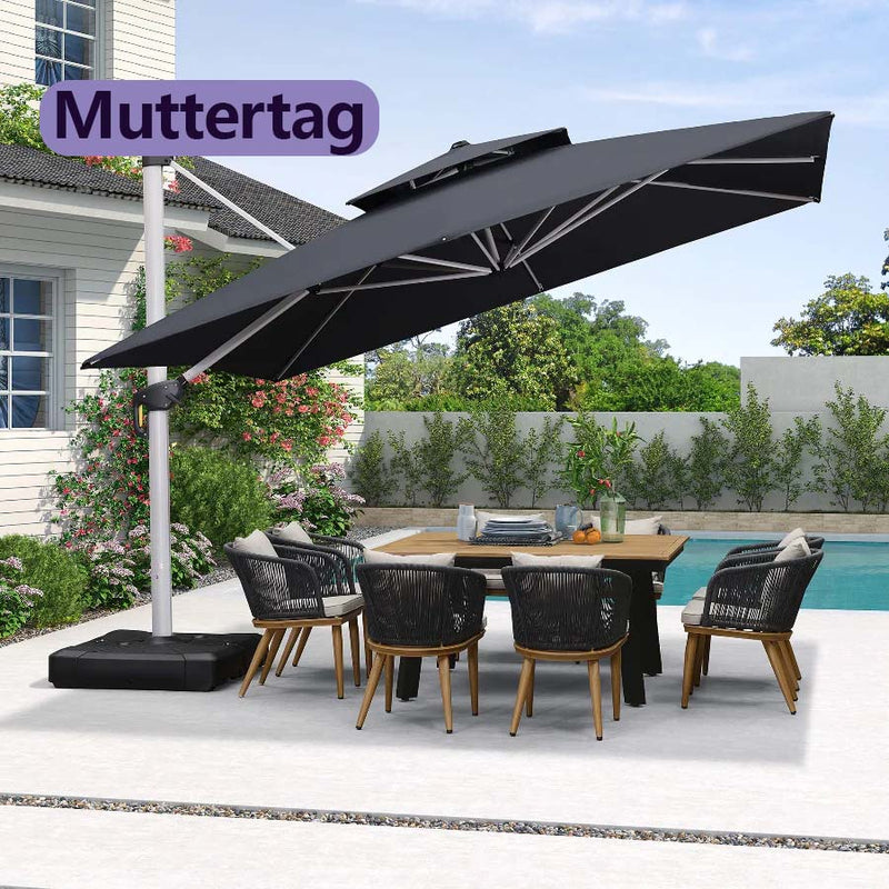 PURPLE LEAF Sonnenschirm Ampelschirm Drehbar Neigbar Kippbar Marktschirm 360°Rotation, Gartenschirm mit Kurbel