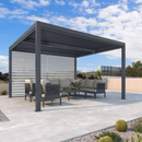 PURPLE LEAF Lamellen Pergola Outdoor Aluminium Pergola Terrassenüberdachung Freistehend Pergola mit Rollos mit Lamellendach Einstellbar Hardtop Pavillon Geeignet für Garten Anthrazit