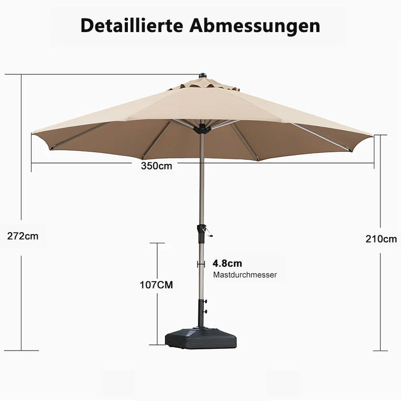 PURPLE LEAF Sonnenschirm mit Schirmständer Garten-Mittelsäulenschirm Set – Aluminium Marktschirm Groß, Wasserfest & UV-Schutz, Stabiler Tischschirm für Terrasse und Balkon