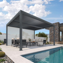 PURPLE LEAF Lamellen Pergola Outdoor Aluminium Pergola Terrassenüberdachung Freistehend Pergola mit Rollos mit Lamellendach Einstellbar Hardtop Pavillon Geeignet für Garten Anthrazit