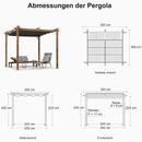 PURPLE LEAF Pergola Metall Holzoptik Garten Pavillon Aluminum Pergola Wasserdicht Sonnendach mit Schiebedach, Gartenpavillon Mit Markisenschutz milchweiße Lichterkette