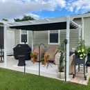 PURPLE LEAF Outdoor Retractable Pergola mit Doppelsonnenschutz-Überdachung Weiß Heavy-Duty Aluminium-Pergola Patio Moderne Pergola für Garten Deck Hinterhof-transparent