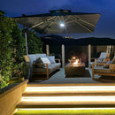 PURPLE LEAF klassisches Sonnenschirm Set – Ampelschirm mit Ständer und integrierter LED-Beleuchtung, 360° drehbar, mit Kurbel