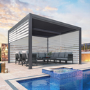 PURPLE LEAF Lamellen Pergola Outdoor Aluminium Pergola Terrassenüberdachung Freistehend Pergola mit Rollos mit Lamellendach Einstellbar Hardtop Pavillon Geeignet für Garten Anthrazit