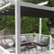 PURPLE LEAF Ausziehbare Outdoor Pergola mit Doppel-Sonnensege & Seitenschutzvorhängen  Weiße Aluminium-Pergola  Moderne Terrassen-Markise für Garten Hof&Terrasse kaki