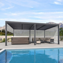 PURPLE LEAF Lamellen Pergola Outdoor Aluminium Pergola Terrassenüberdachung Freistehend Pergola mit Rollos mit Lamellendach Einstellbar Hardtop Pavillon Geeignet für Garten Anthrazit