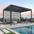 PURPLE LEAF Lamellen Pergola Outdoor Aluminium Pergola Terrassenüberdachung Freistehend Pergola mit Rollos mit Lamellendach Einstellbar Hardtop Pavillon Geeignet für Garten Anthrazit