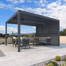 PURPLE LEAF Lamellen Pergola Luxus Pavillon Outdoor Aluminium Pergola mit Slat Wall Panel Stable Gazebo Waterproof für Terrasse Deck Garten