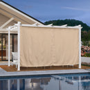 PURPLE LEAF Ausziehbare Outdoor Pergola mit Doppel-Sonnensege & Seitenschutzvorhängen  Weiße Aluminium-Pergola  Moderne Terrassen-Markise für Garten Hof&Terrasse kaki